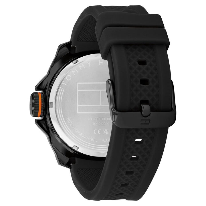 Tommy Hilfiger Quartz Analog with Date Black Dial Black Silicone Strap Watch for Men-NTTH1792137