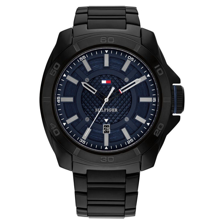Tommy Hilfiger Quartz Analog with Date Blue Dial Black Stainless Steel Strap Watch for Men-TH1792139W