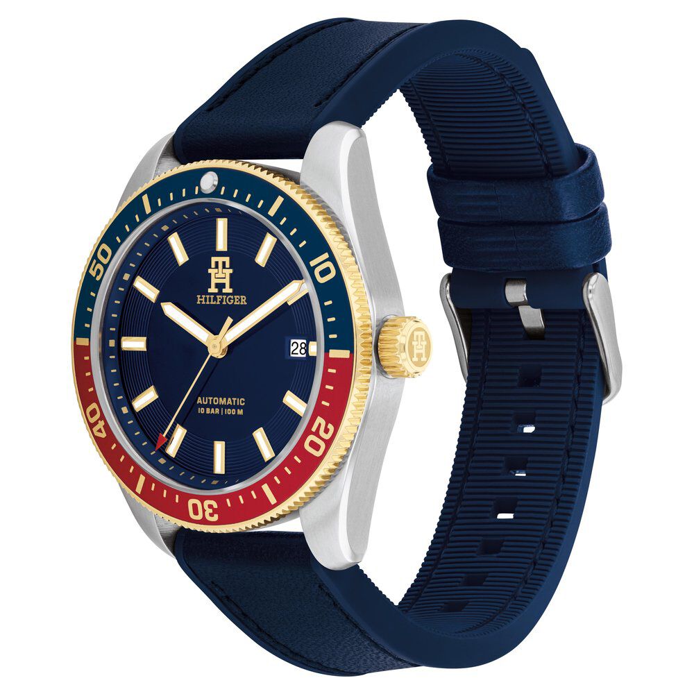 Tommy Hilfiger Automatic Blue Dial Blue Color Silicone Strap Watch For Men-TH1792141