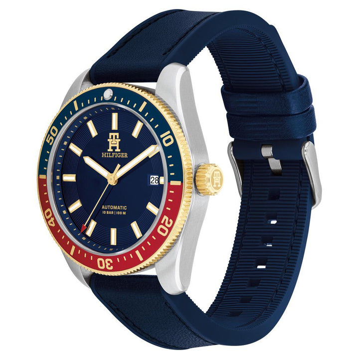 Tommy Hilfiger Automatic Blue Dial Blue Color Silicone Strap Watch For Men-TH1792141