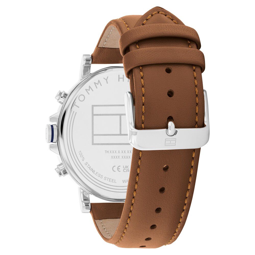 Tommy Hilfiger Quartz Multifunction Yellow Dial Brown Leather Strap Watch for Men-TH1792143W