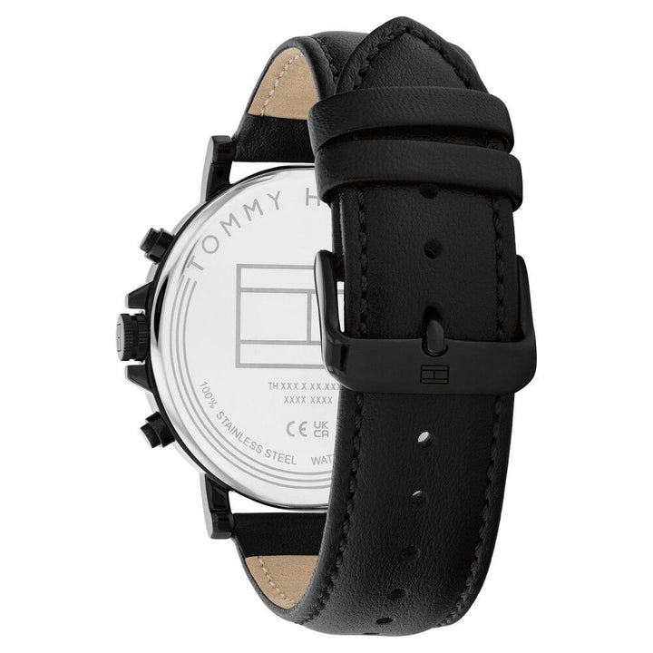 Tommy Hilfiger Quartz Multifunction Black Dial Black Leather Strap Watch for Men TH1792144