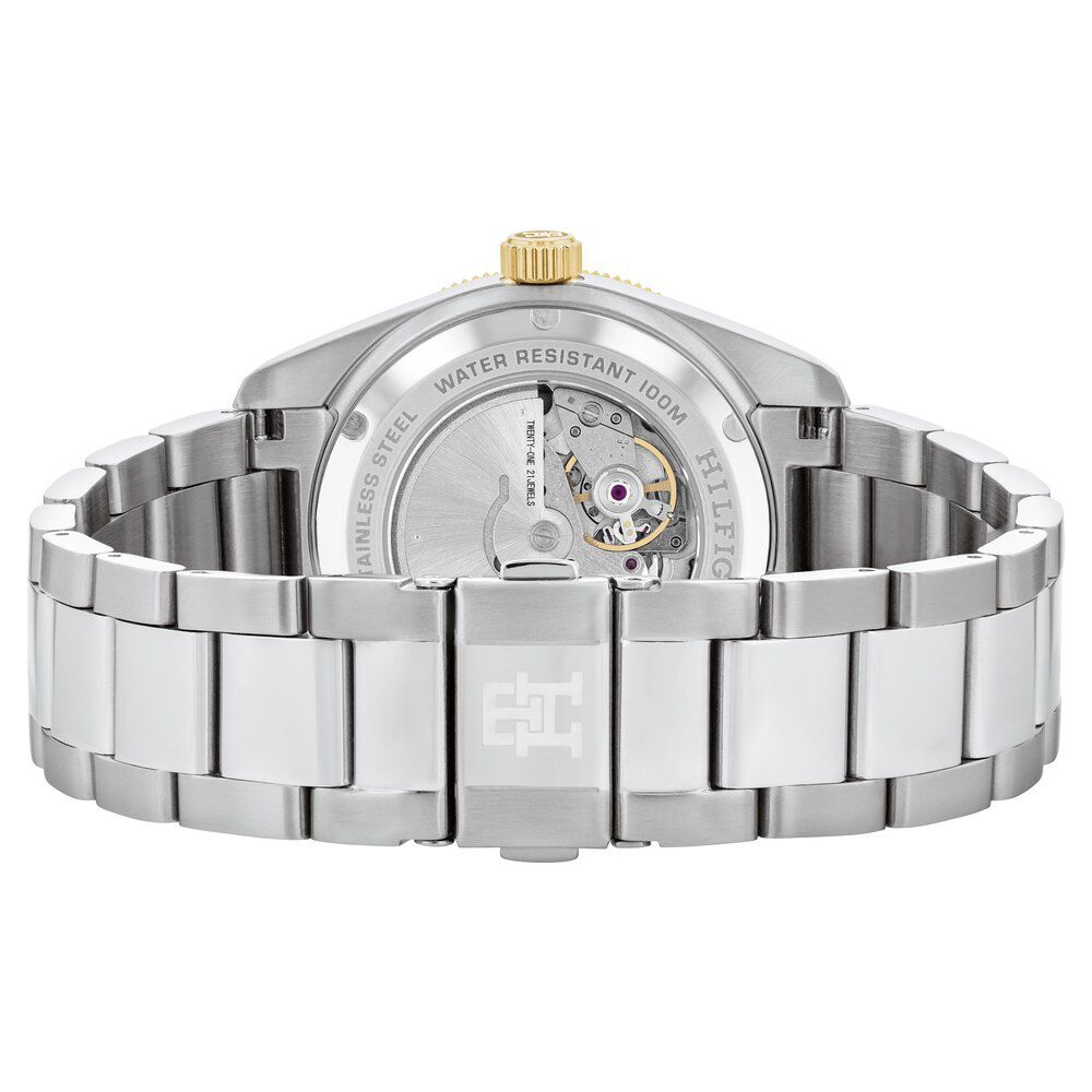 Tommy Hilfiger Automatic Green Dial Silver Color Stainless Steel Strap Watch For Men-TH1792155