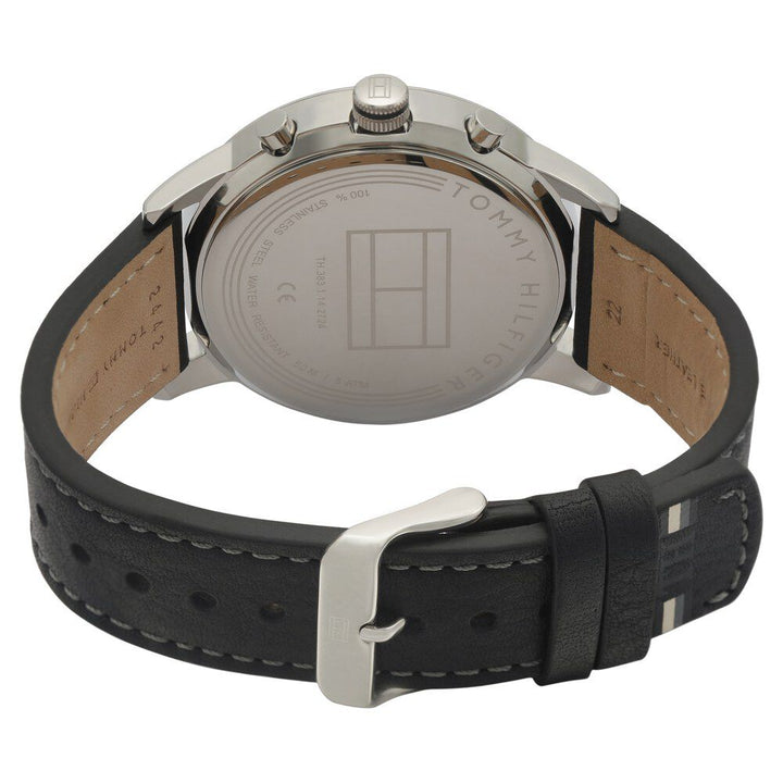 Tommy Hilfiger Quartz Chronograph Black Dial Leather Strap Watch For Men