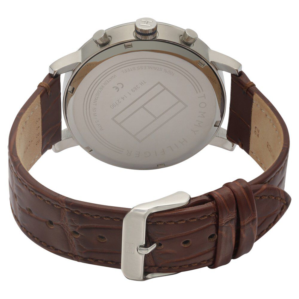 Tommy Hilfiger Quartz Chronograph Blue Dial Leather Strap Watch for Men-NCTH2770062W