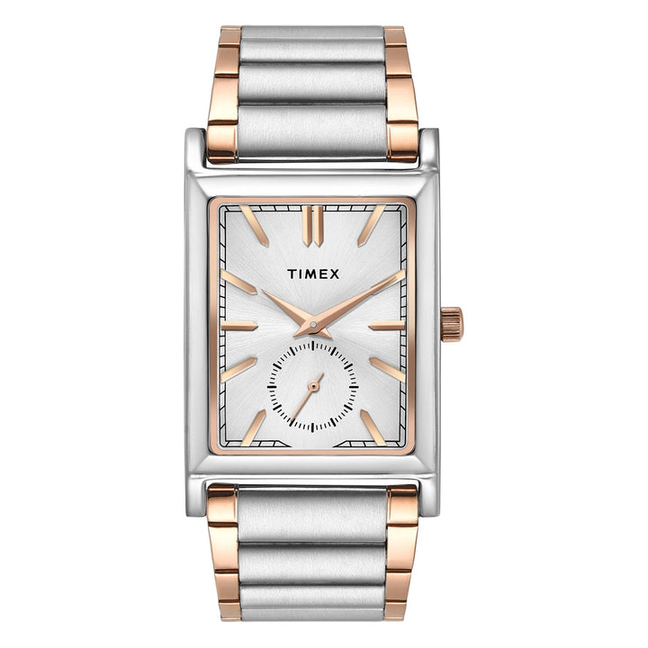 Timex Rectangular Timex Silver Tone Rectangle Dial Analog Men's Watch - TW000L525 – The ...