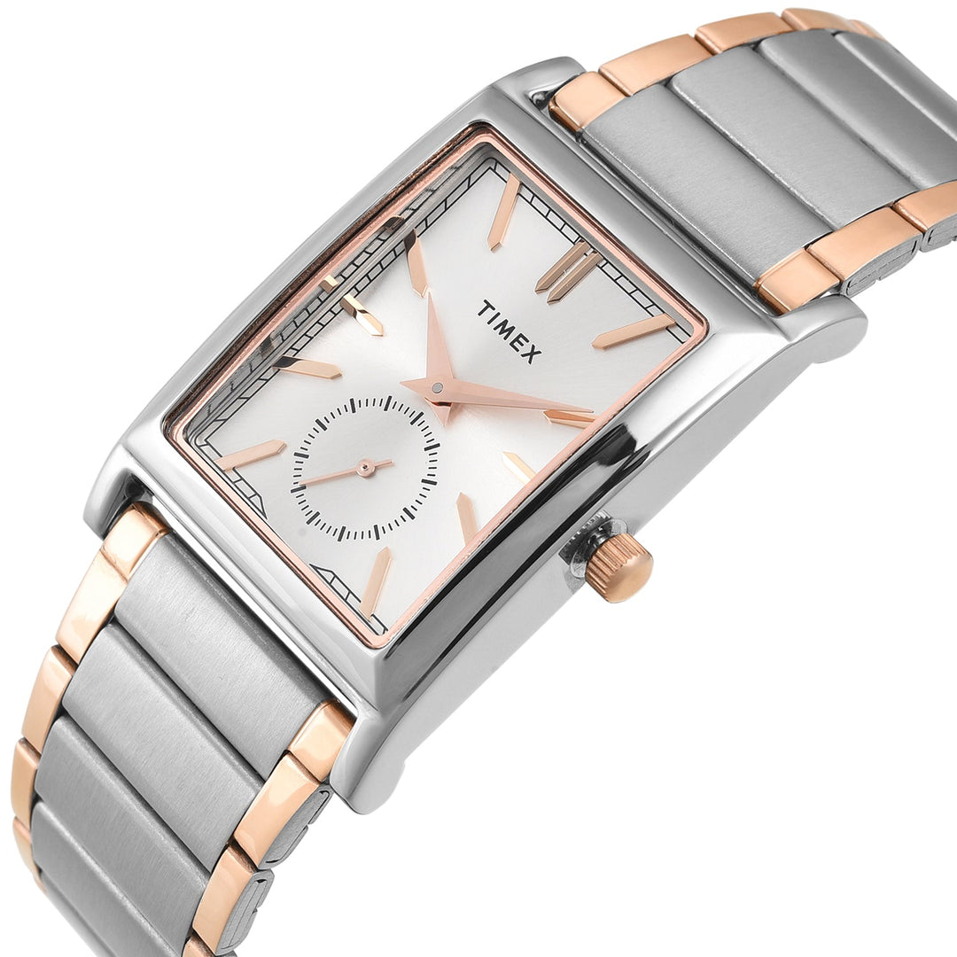 TIMEX Silver Tone Rectangle Dial Analog Men's Watch - TW000L525