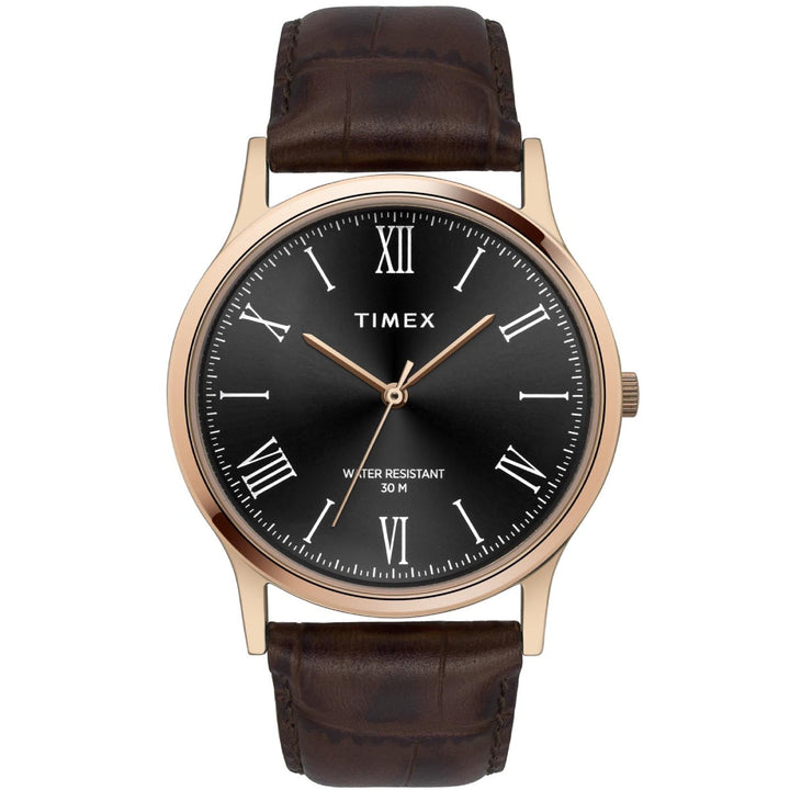 Timex Classics Men's Black Dial Round Case 3 Hands Function Watch -TW000R433