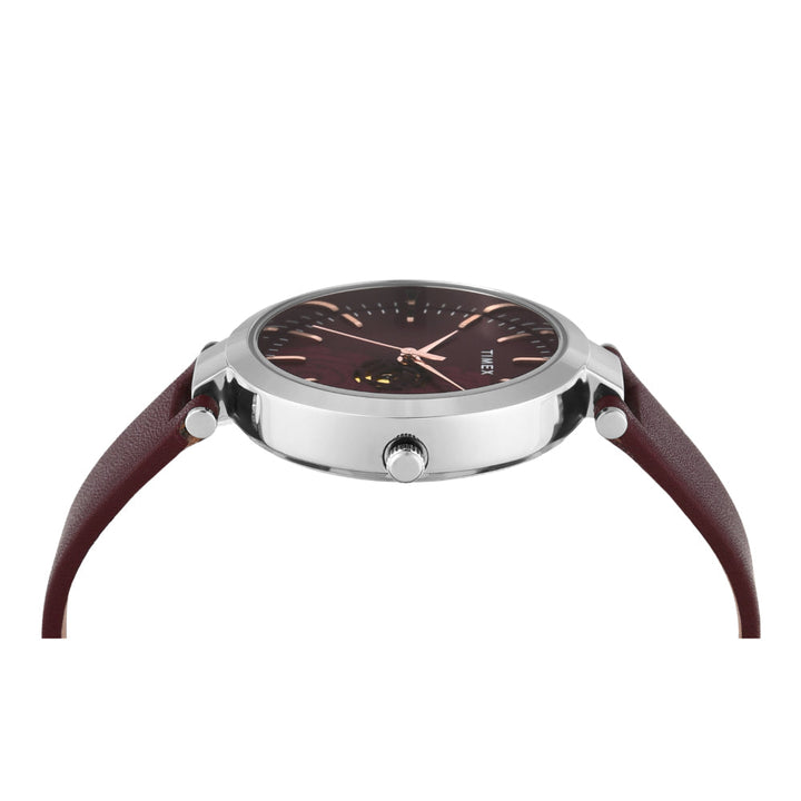 Timex Women Burgundy Round Analog Dial Watch- TW000X245
