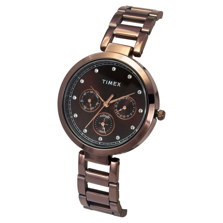 Timex Women Brown Round Dial Analog Watch - TW000X267