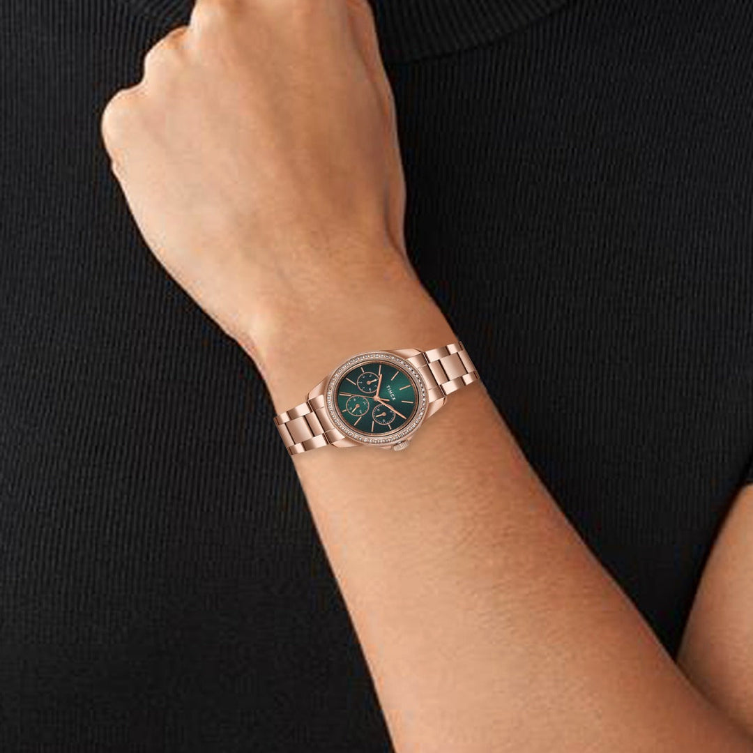 Timex Multifunction Analog Green Dial Women Watch - TW000Z402
