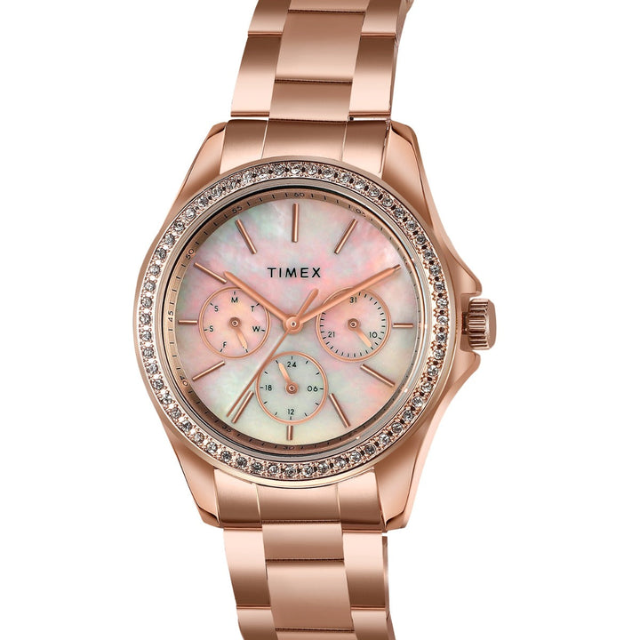 Timex Multifunction Analog Mother Of Pearl White Dial Women Watch - TW000Z403