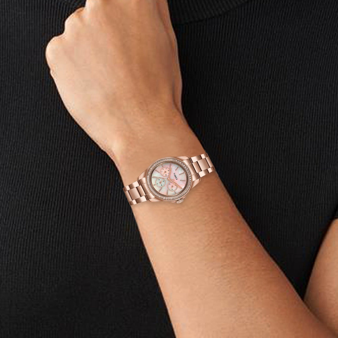 Timex Multifunction Analog Mother Of Pearl White Dial Women Watch - TW000Z403