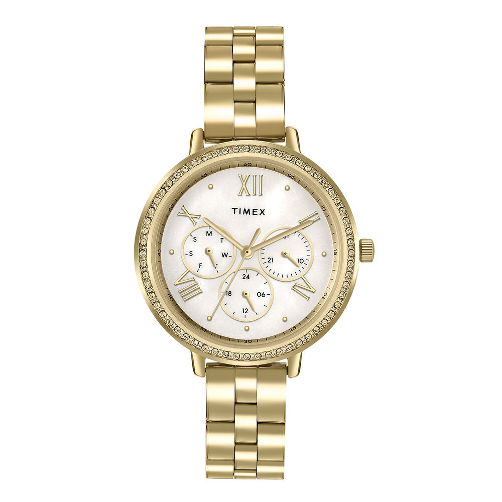 Timex Multifunction Analog Mother Of Pearl White Dial Women Watch - TW000Z502