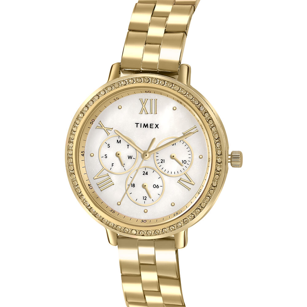 Timex Multifunction Analog Mother Of Pearl White Dial Women Watch - TW000Z502