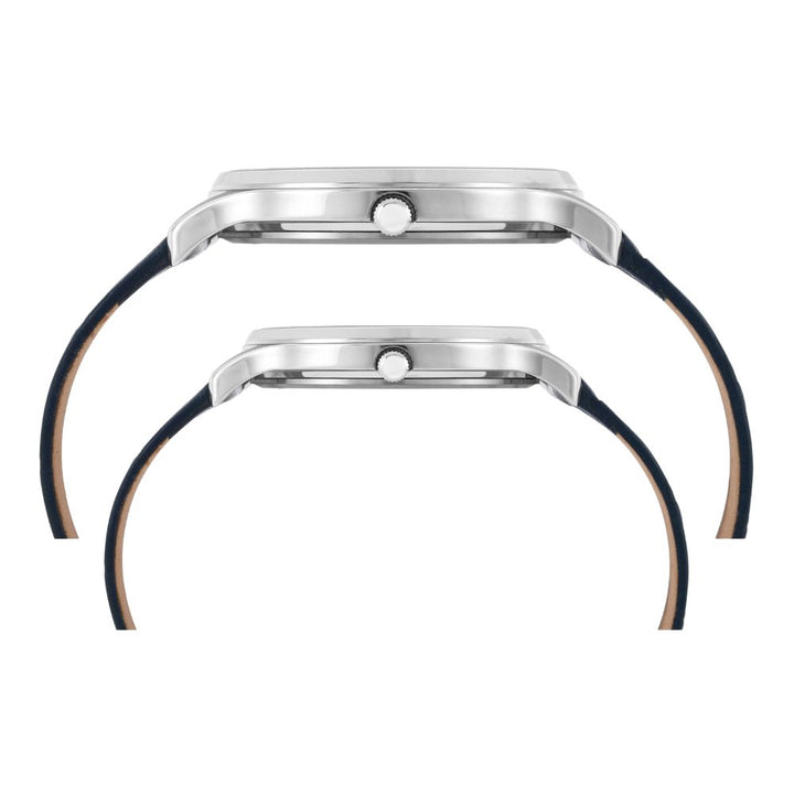 Timex Pairs Silver Round Analog Brass Dial Watch- TW00PR298