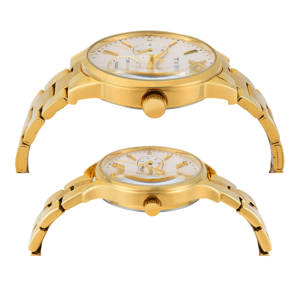 Timex Pairs Silver Round Multifunction Dial Watch- TW00PR303