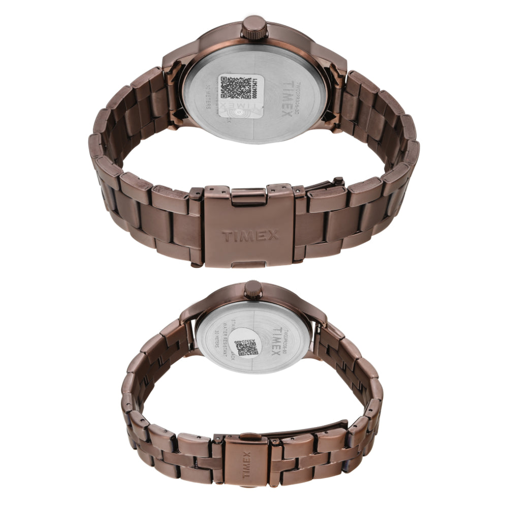 Timex Pairs Rose Gold Round Multifunction Dial Watch- TW00PR306