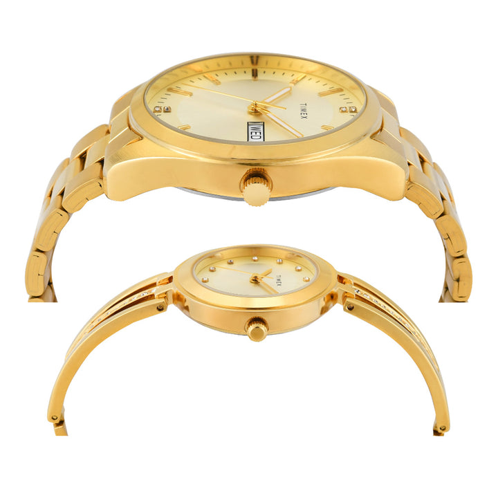 Timex Pairs Beige Round Analog Dial Watch- TW00PR307