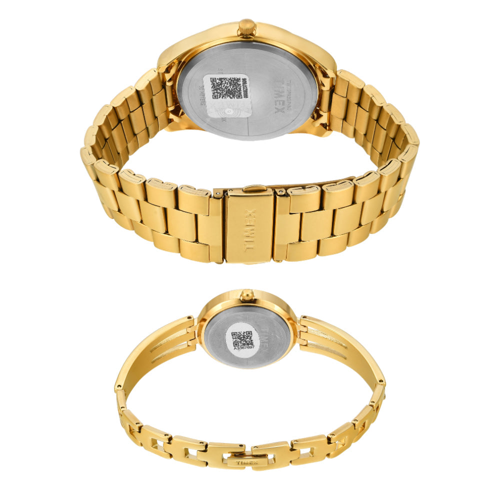 Timex Pairs Beige Round Analog Dial Watch- TW00PR307