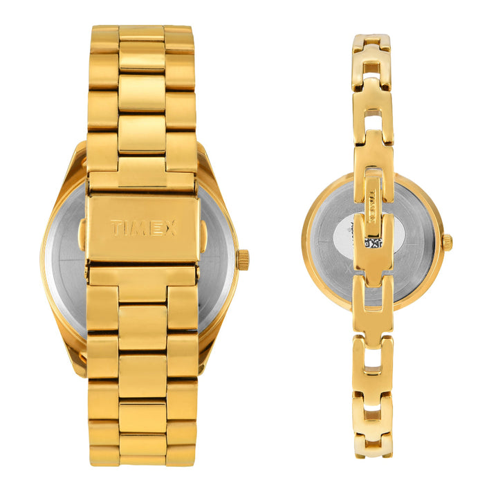 Timex Pairs Beige Round Analog Dial Watch- TW00PR307