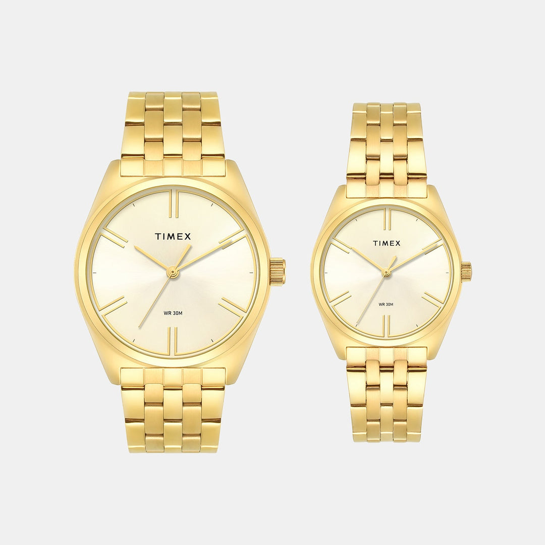 Timex TW00PR362 Champagne Dial Couple Watch
