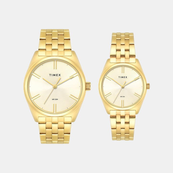 Timex TW00PR362 Champagne Dial Couple Watch