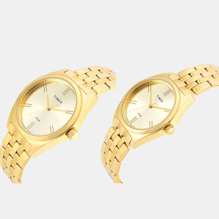 Timex TW00PR362 Champagne Dial Couple Watch