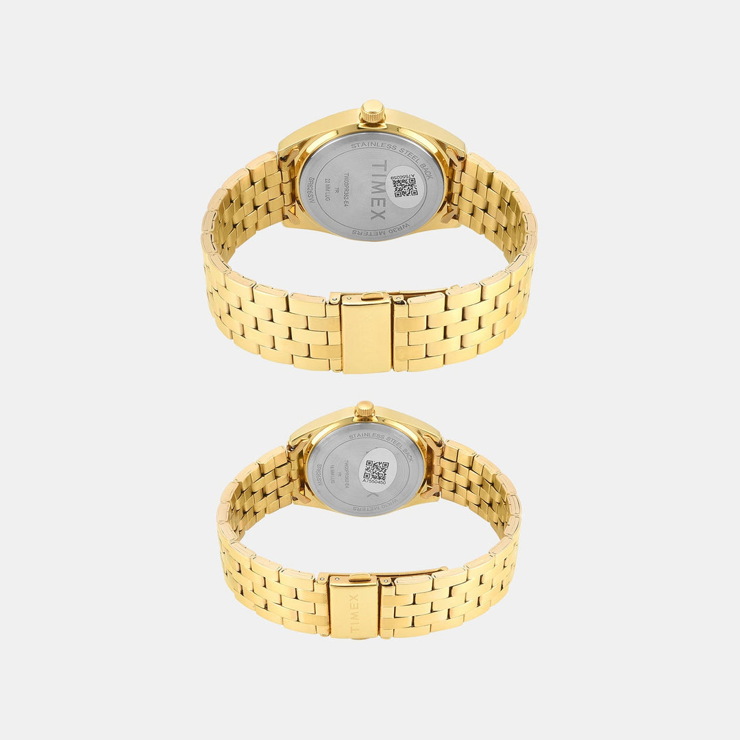 Timex TW00PR362 Champagne Dial Couple Watch