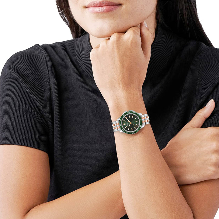 TIMEX Unisex Green Round Dial Analog Pair Watch - TW0PRE007