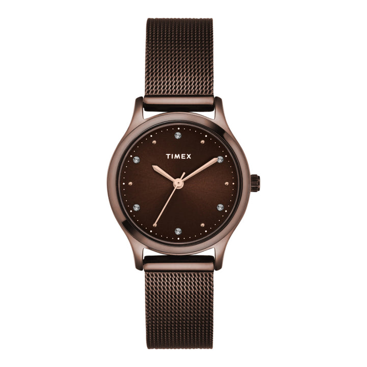 Timex Women Brown Round Analog Dial Watch- TW0TL8718