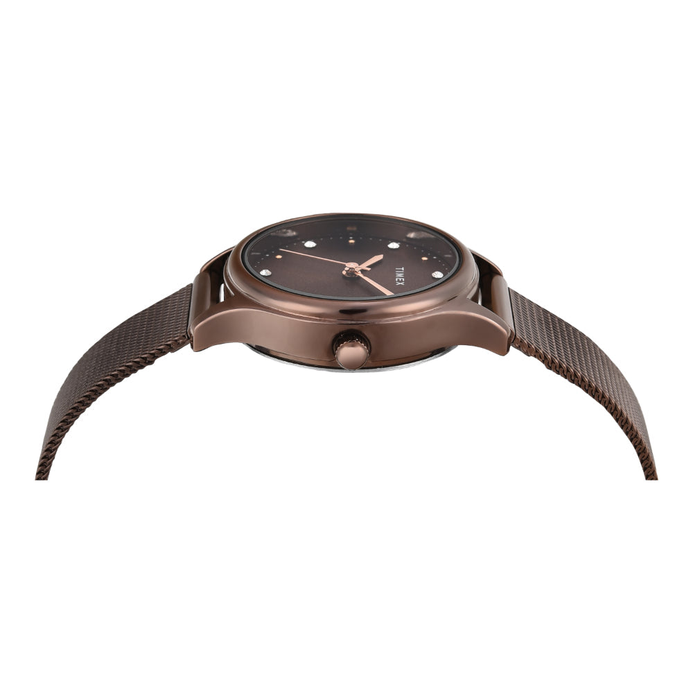 Timex Women Brown Round Analog Dial Watch- TW0TL8718