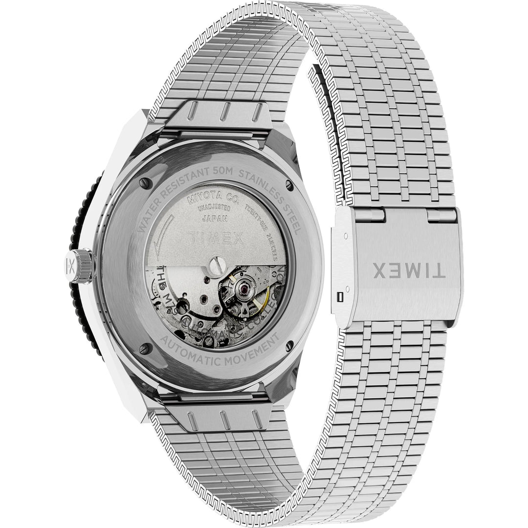 Timex Q Timex Automatic Black Dial St Steel Bracelet Watch for Men TW2U83400U9