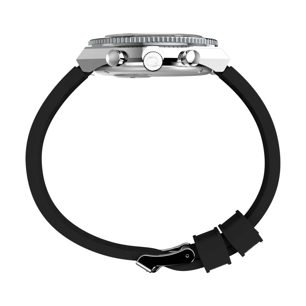 Timex Q Timex 3-Time Zone Chronograph 40mm Synthetic Rubber Strap Watch TW2V70200UJ