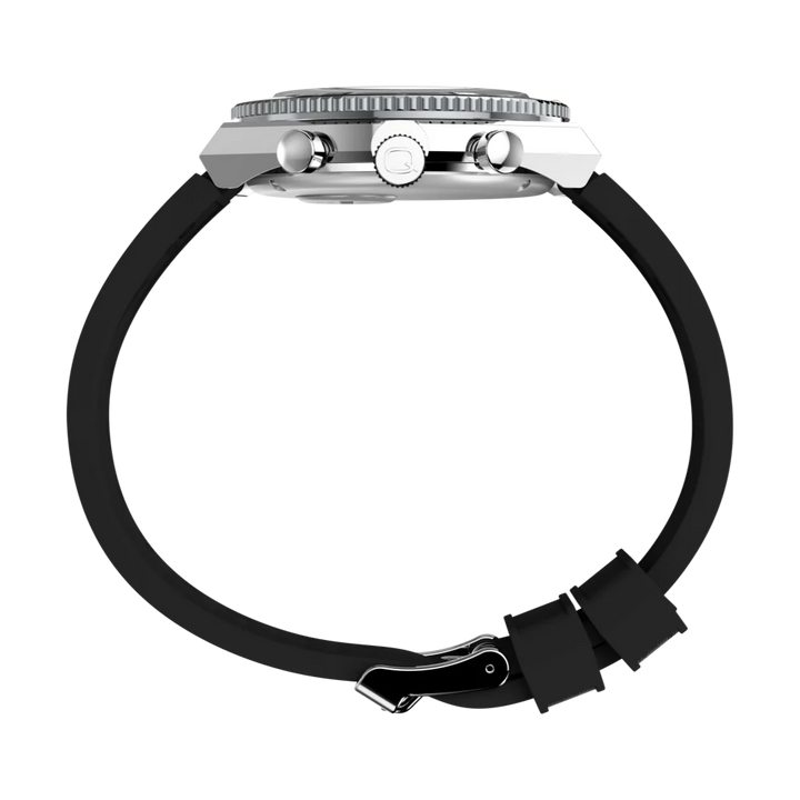 Timex Q Timex 3-Time Zone Chronograph 40mm Synthetic Rubber Strap Watch TW2V70200UJ