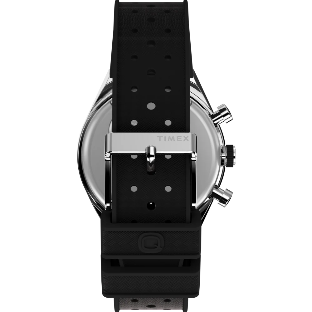 Timex Q Timex 3-Time Zone Chronograph 40mm Synthetic Rubber Strap Watch TW2V70200UJ