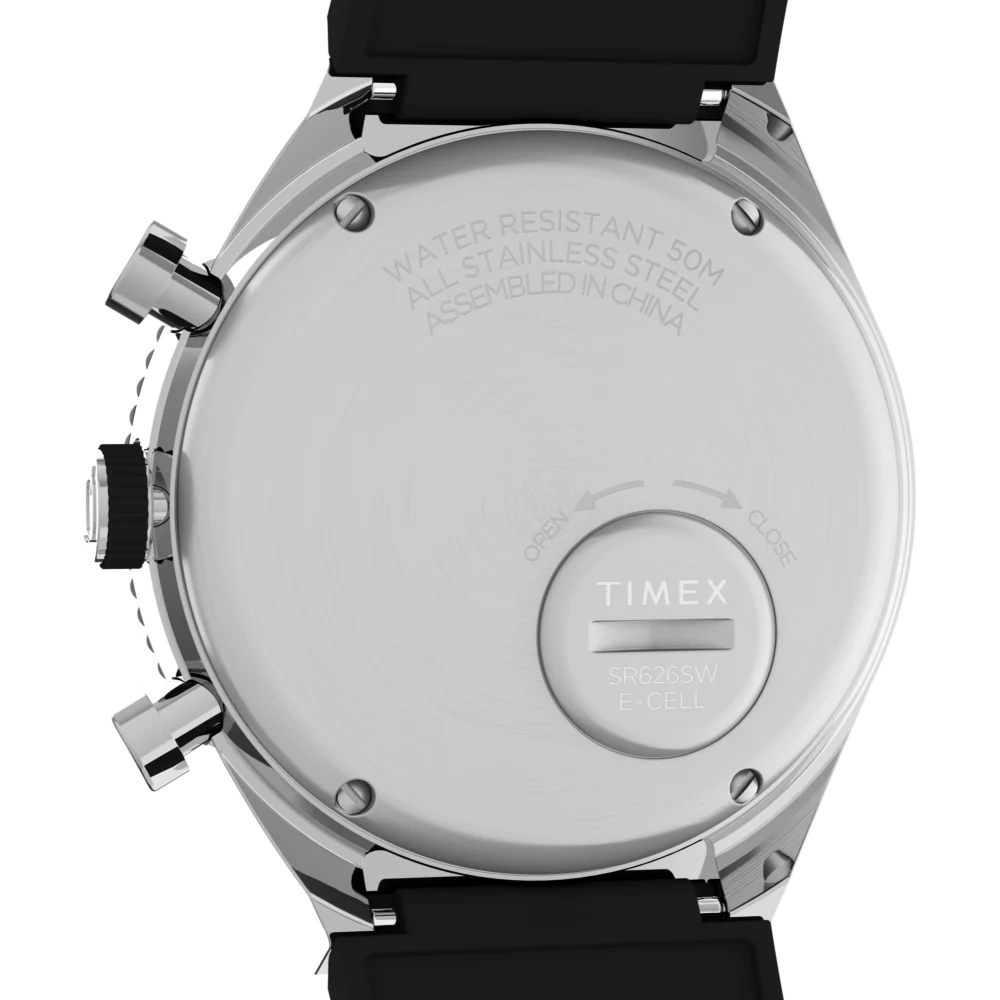 Timex Q Timex 3-Time Zone Chronograph 40mm Synthetic Rubber Strap Watch TW2V70200UJ