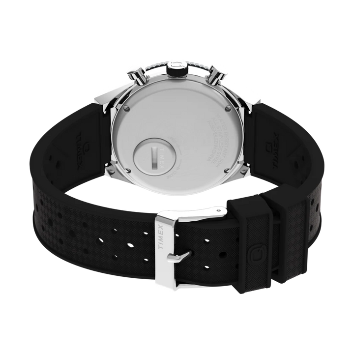 Timex Q Timex 3-Time Zone Chronograph 40mm Synthetic Rubber Strap Watch TW2V70200UJ