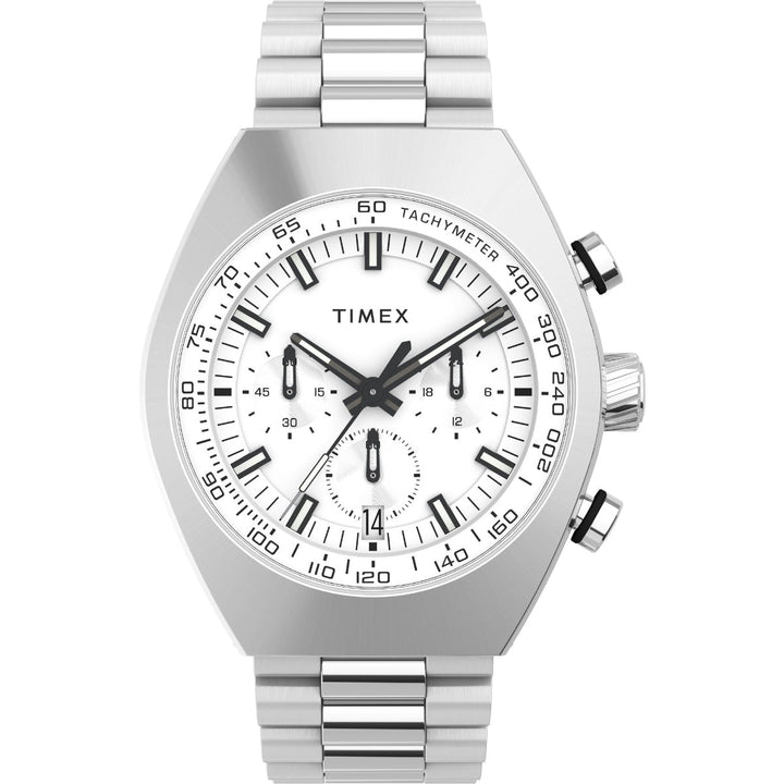 Timex Men Silver-Tone Tonneau Stainless Steel Dial Analog Watch-TW2W22200UJ