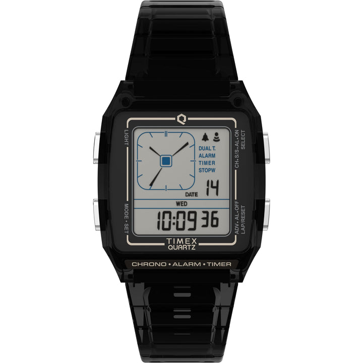Q Timex Grey Rectangle Dial Digital Unisex Watch - TW2W45000UJ