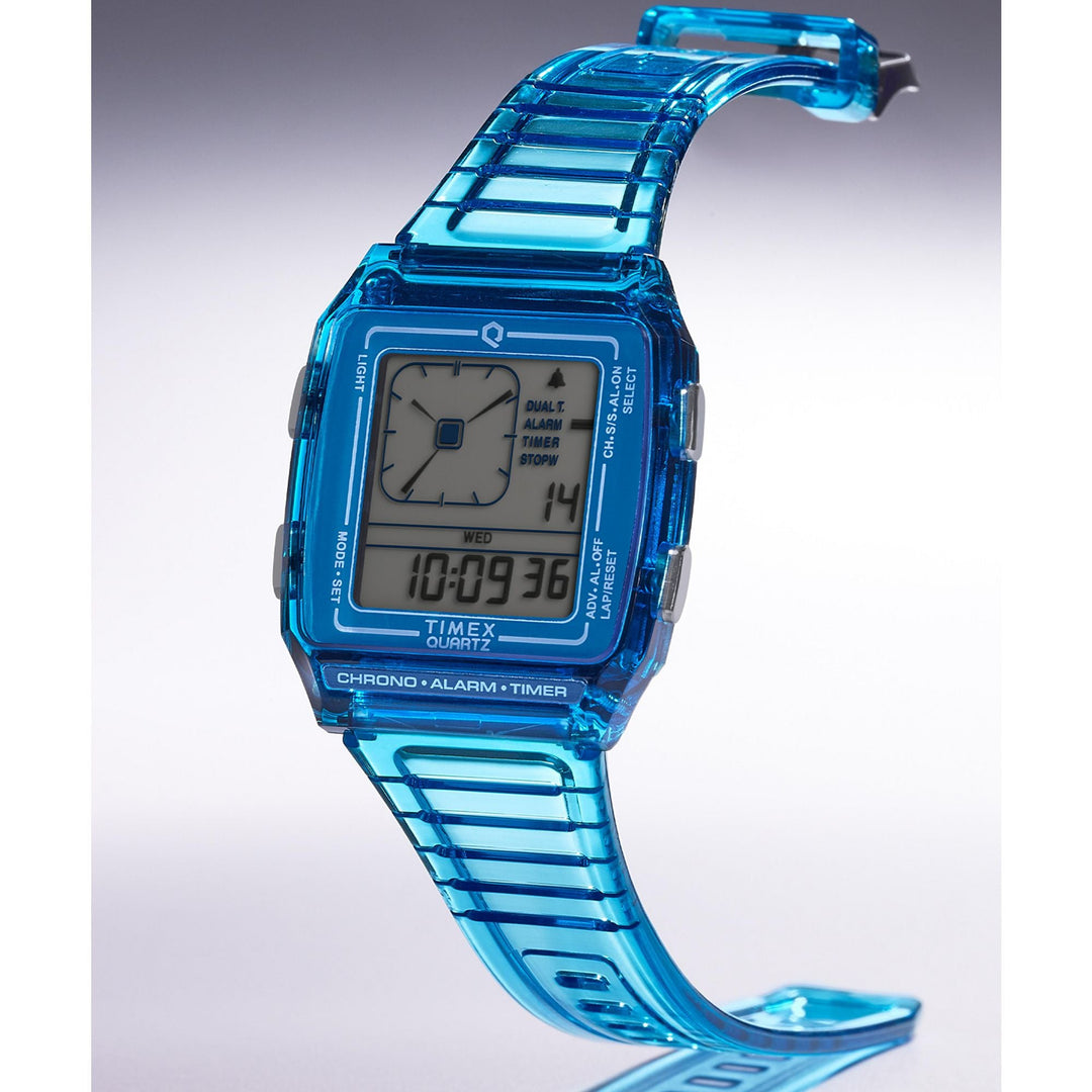 Q Timex Grey Rectangle Dial Digital Unisex Watch - TW2W45100UJ