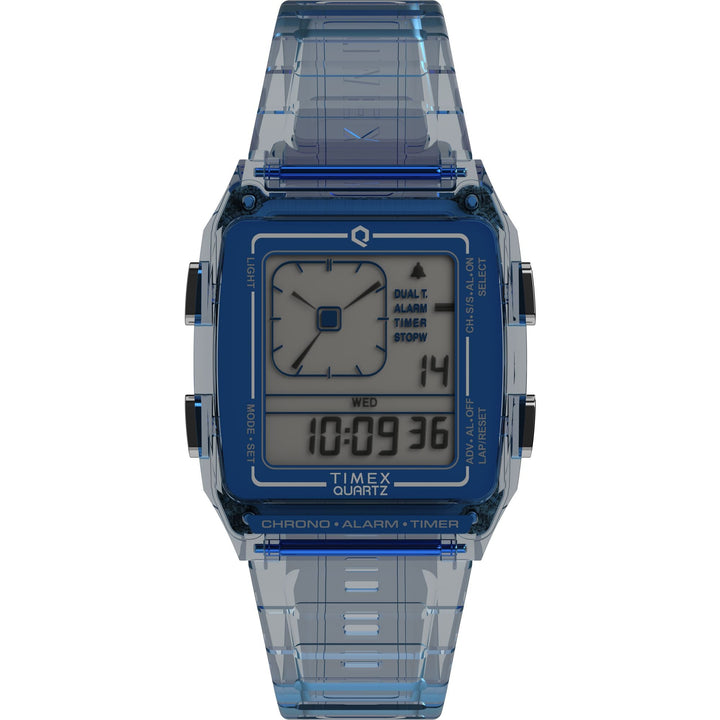 Q Timex Grey Rectangle Dial Digital Unisex Watch - TW2W45100UJ