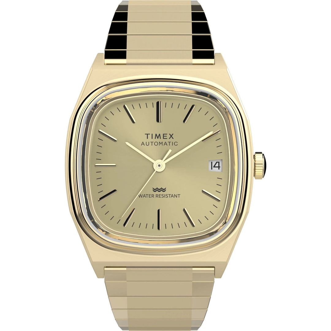 Timex Q TIMEX Men Champagne Rectangle Dial Automatic Analog Watch - TW2Y07200UJ