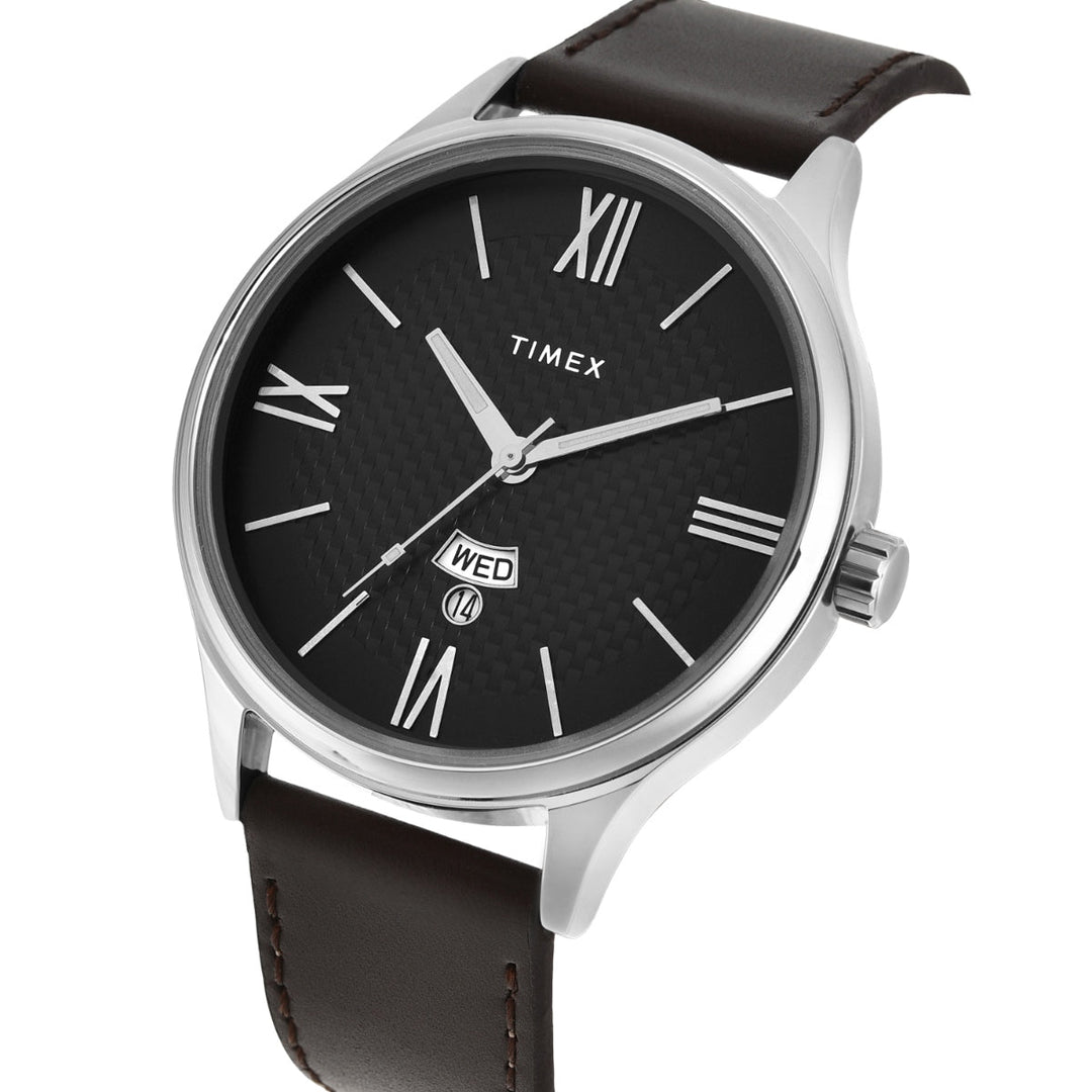 Timex Men Analog Black Round Brass Dial Watch- TWEG18426