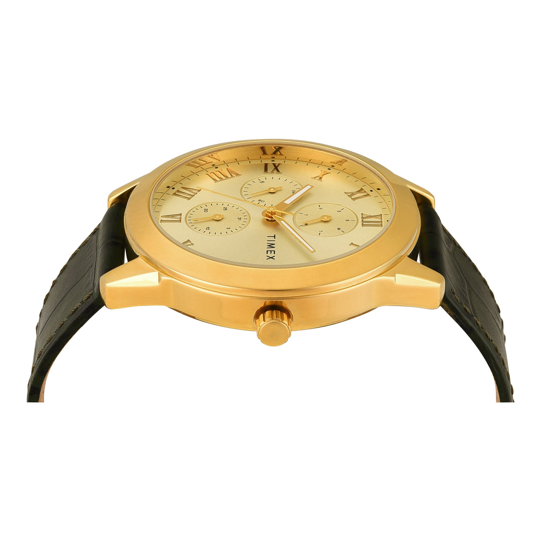 Timex Full Roman Champ Dial Green Croco leather Strap Men's Watch TWEG18526