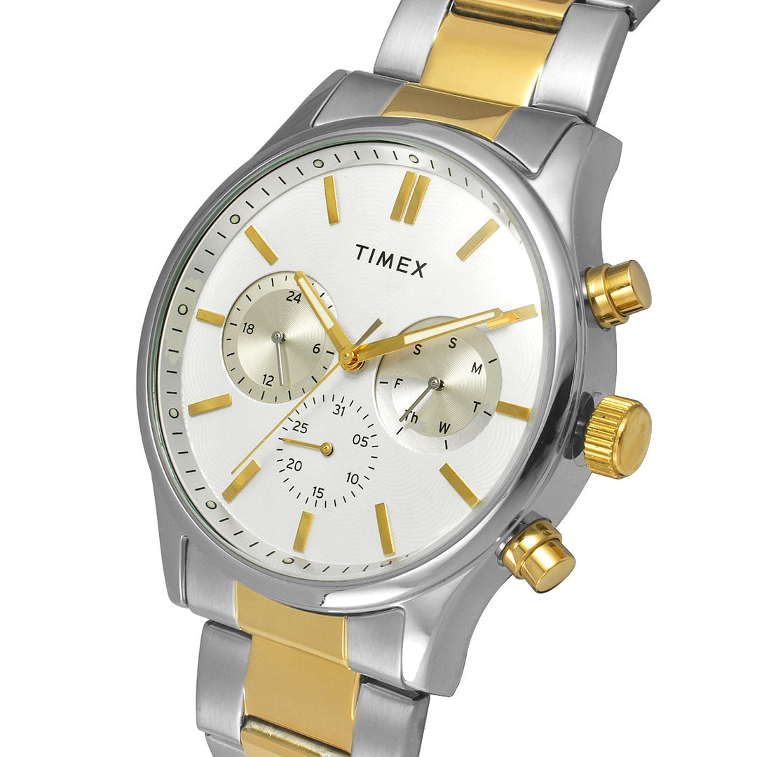 Timex Men Multifunction White Round Stainless Steel Dial Watch- TWEG19606
