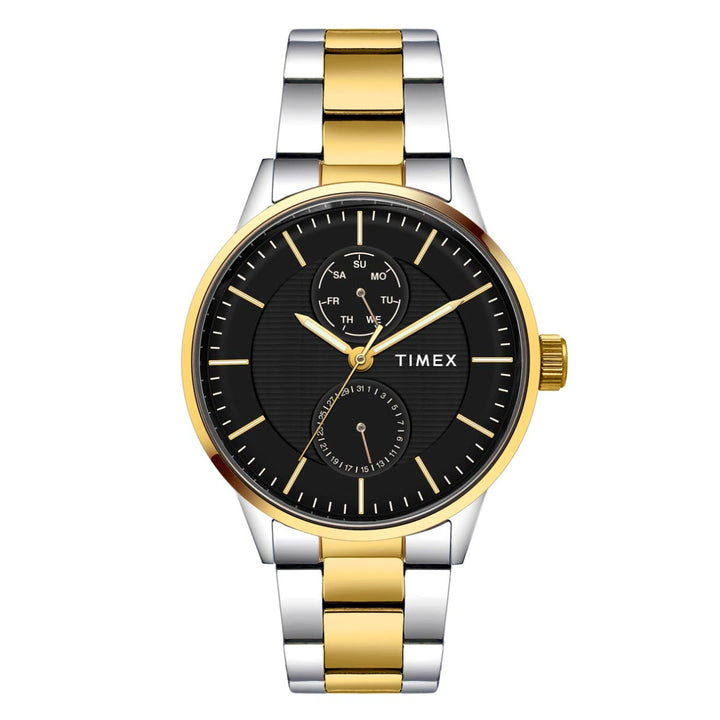 Timex Men Multifunction Black Round Brass Dial Watch- TWEG19907