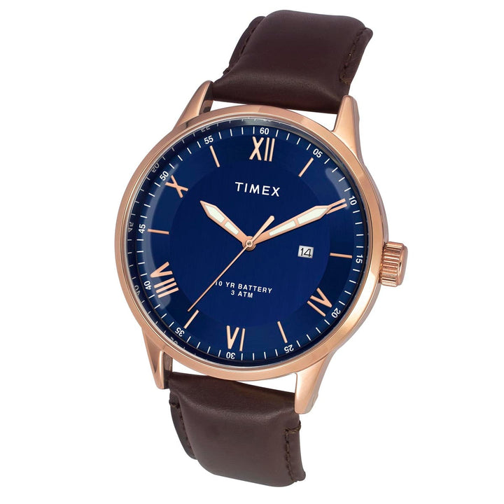 Timex Men Analog Blue Round Brass Dial Watch- TWEG19916