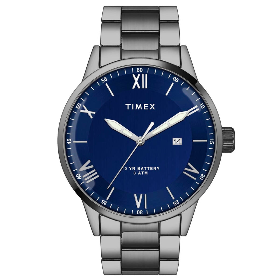 Classic Timex Watches Men Timex Men Analog Blue Round Brass Dial
