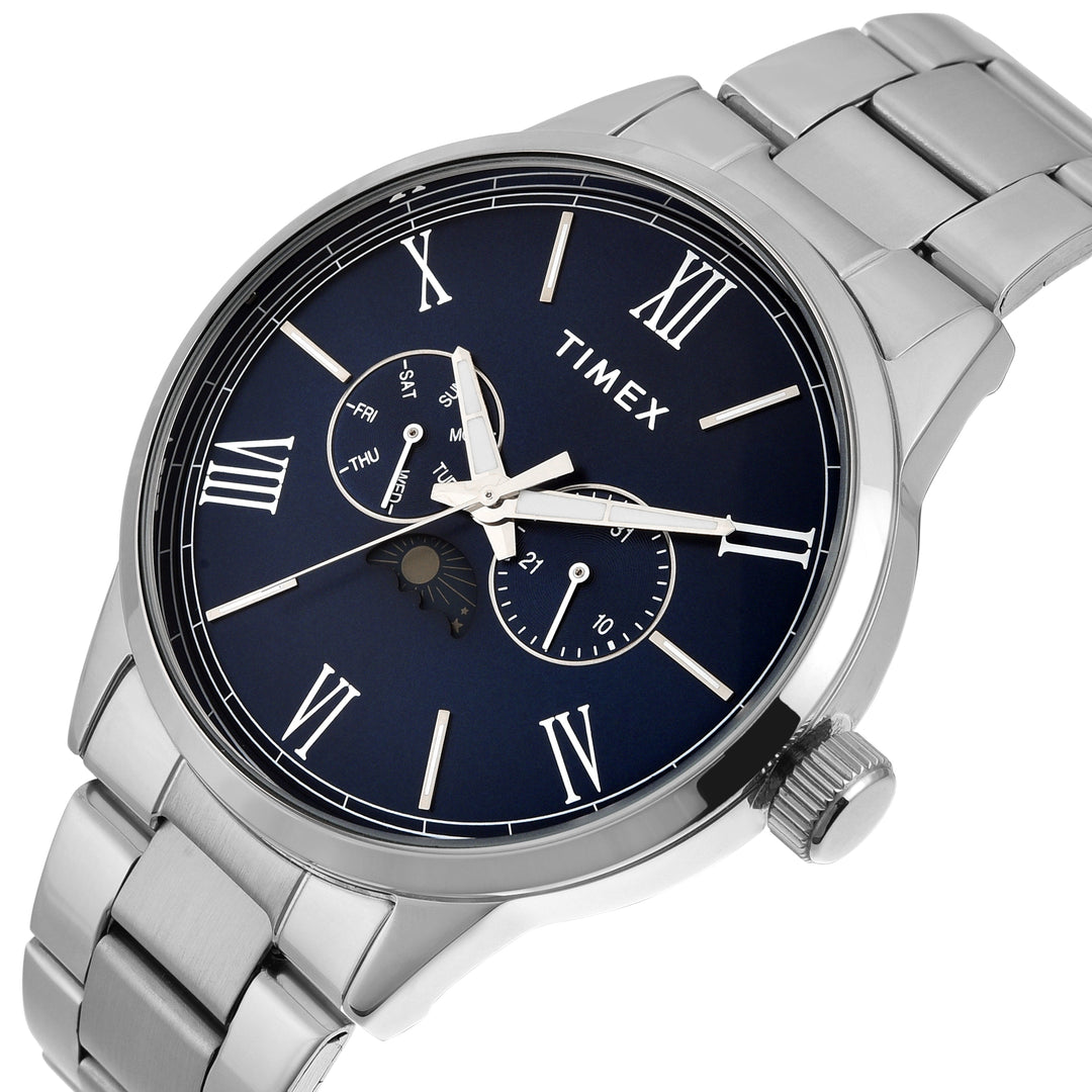 Timex Silver Case 44mm Dark Blue Dial Men's Watch TWEG19944